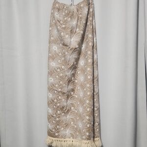 Vintage Beverly Paige Beige Floral Patterned Skirt with Fringe Size 6